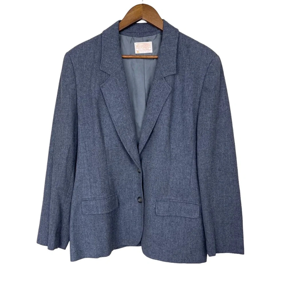 Vintage Pendleton 100% Virgin Wool Gray Blazer Jacket